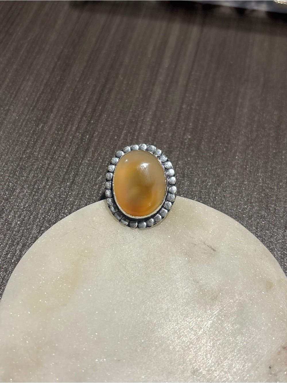 Sterling Silver Agate Oval Ring - Women's Fashion Jewelry